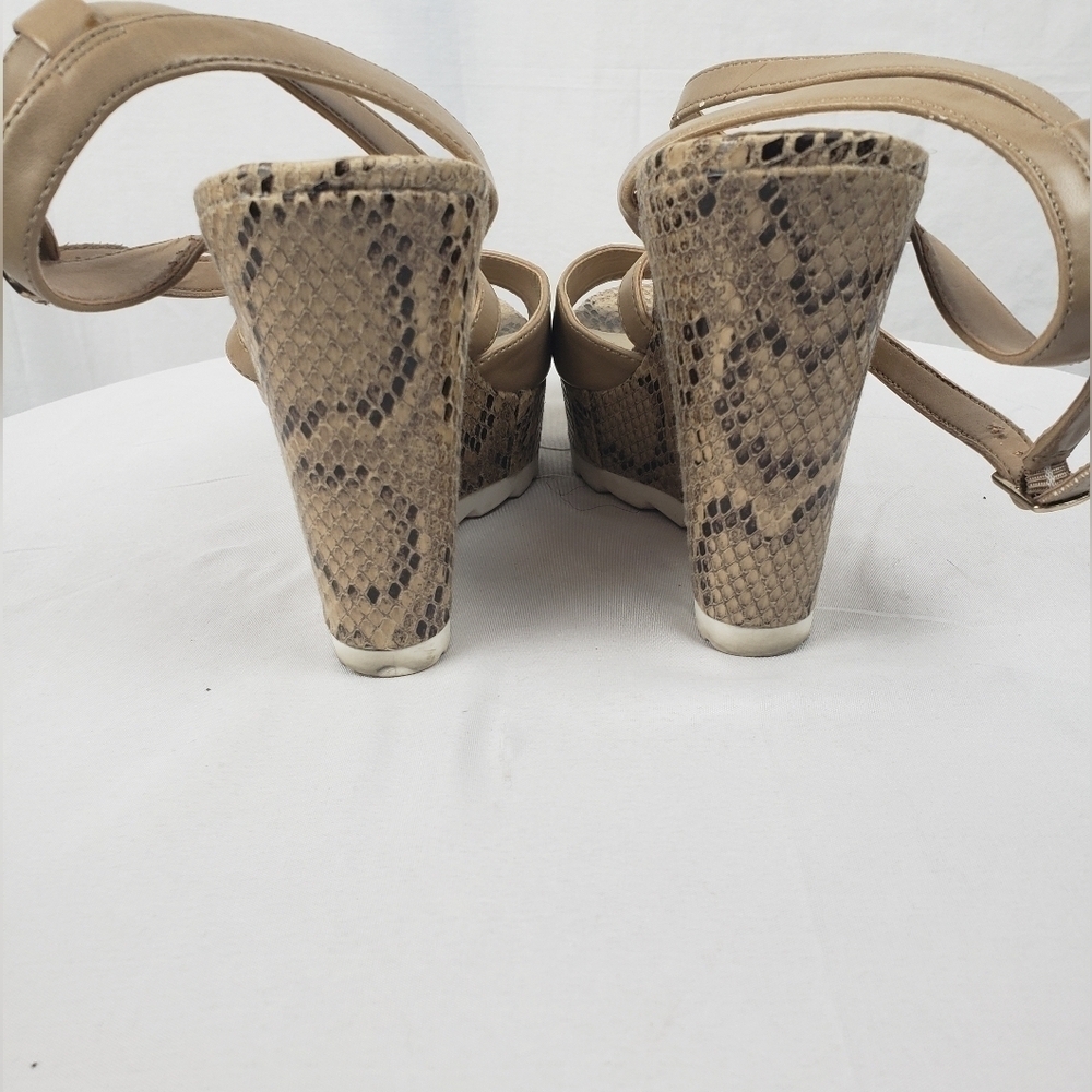 Nine West Nude Rockitdo Python Print Strappy Faux… - image 6
